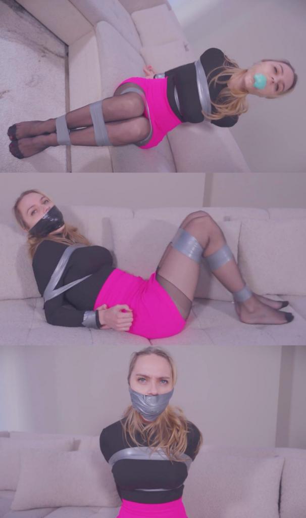 Chloe Toy as Reporter Triple Layer PVC Tape Nightmare before bringing scoop ( Taped, Gagged, Bound,  Chloe Toy as Reporter Triple Layer PVC Tape Nightmare before bringing scoop ( Taped, Gagged, Bound, Helpless, Struggling, Wrapped, Mummified, Squirming, Silenced, Exposed )美艳动人的记者克洛伊正在调查一则重大新闻，却突然被她调查的对象抓住了。还没反应过来，克洛伊就被一张闪闪发光的PVC胶带紧紧缠住，从肩膀一直缠到脚踝，动弹不得。她的双臂被狠狠地反绑在背后，手肘和手腕也被多层粘性胶带粘在一起，每一次轻微的动作都会让她感到刺痛。<br><br>一个巨大的口塞塞住了她的嘴，她的脸颊明显鼓了起来，透明的PVC胶带在她头部缠绕了好几圈，紧紧地封住了她的嘴。克洛伊惊恐地睁大了眼睛，开始挣扎，扭动着被紧紧束缚的身体，发出绝望而闷闷的呜咽声，几乎无法从厚厚的口塞中逃出来。<br><br>然后，厚厚的黑色胶带直接缠绕在透明PVC胶带封口上，形成第二层压迫性的束缚，将原本就巨大的填充物压得更深，让惊慌失措的记者彻底噤声。克洛伊只能独自扭动挣扎，试图挣脱束缚，她的身体左右翻滚，无助地发出呜咽声，被双层胶带紧紧堵住嘴，闪亮的胶带随着她每一次绝望的动作发出刺耳的沙沙声。<br><br>过了一会儿，又一层无情的PVC胶带缠绕在她的头上，形成第三层极致的束缚，从额头到下巴完全覆盖，将原本的封口变成了一个巨大的、光滑的、反光的牢笼。这层额外的胶带让任何声音都几乎无法发出，可怜的克洛伊彻底无助，她的挣扎每分钟都变得更加微弱、更加徒劳。Gorgeous reporter Chloe is in the middle of breaking a major story when she is suddenly caught by the subject of her investigation. Before she knows it, Chloe finds herself completely immobilized in a relentless web of shiny duct PVC tape that wraps tightly around her body from her shoulders all the way down to her ankles. Her arms are pinned harshly behind her back, elbows and wrists fused together with multiple overlapping layers of the sticky material that bites into her skin with every tiny movement.<br>A massive stuff gag fills her mouth to the absolute limit, her cheeks bulging noticeably as clear PVC tape is wrapped repeatedly around her head in a tight wrap gag that seals everything in. Chloe's eyes widen in panic as she immediately begins to struggle, twisting and turning her tightly bound form while letting out desperate, muffled cries of MMMMPPPPHHSSS that can barely escape the thick gag.<br>Thick black tape is then added directly over the clear PVC wrap gag, creating a second oppressive layer that presses the already huge stuffing even deeper and further silences the frantic reporter. Chloe is left alone to squirm and fight against her bonds, her body rolling from side to side as she mmppphhhs helplessly into the double-layered gag, the shiny tape crinkling loudly with every desperate motion.<br>After some time, another merciless layer of PVC duct tape is wrapped around her head as a third extreme layer, covering everything from her forehead to her chin and transforming her gag into an enormous, smooth, reflective prison. The additional tape makes any sound almost impossible as poor Chloe is now left totally helpless, her struggles growing weaker and more futile by the minute.