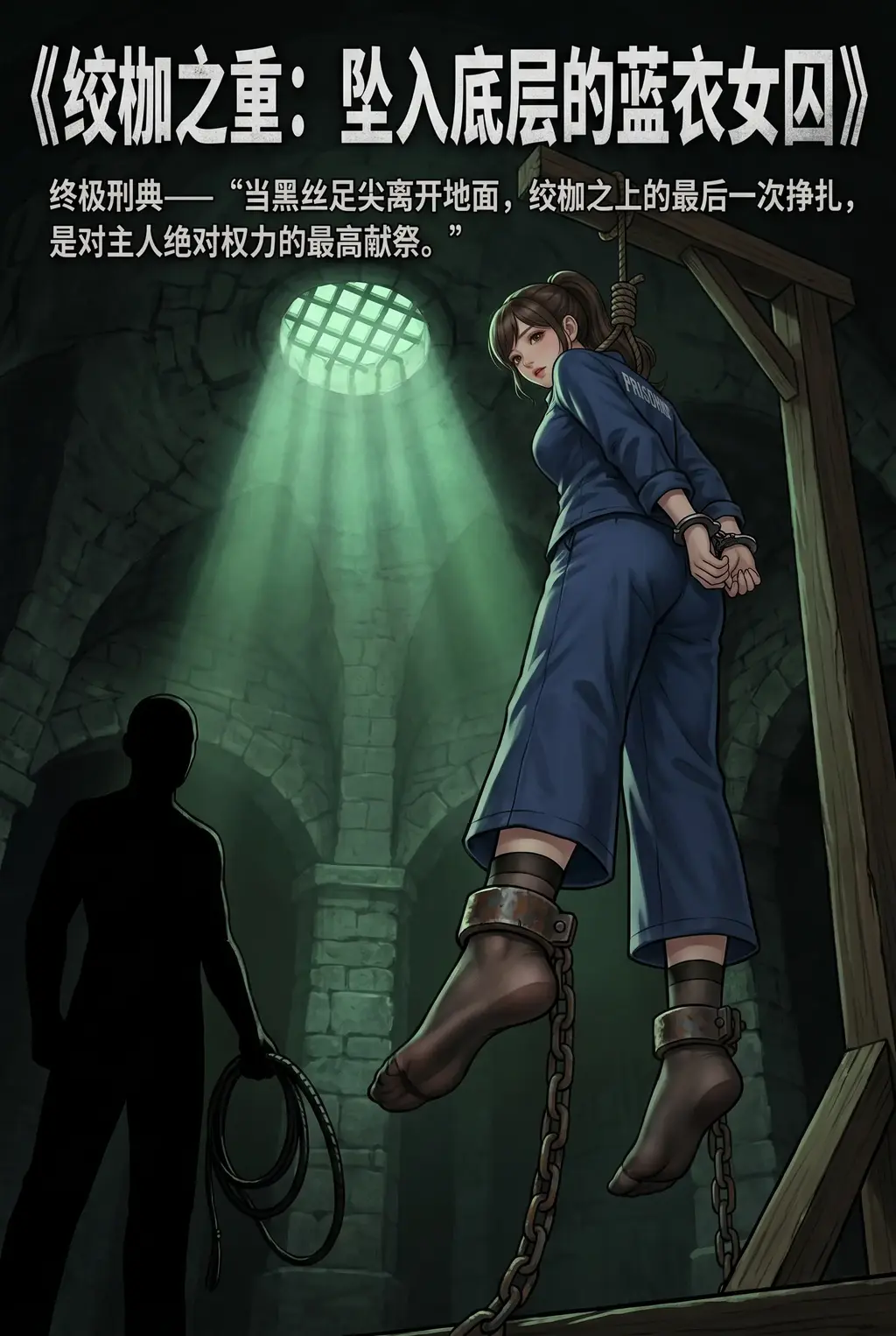 《绳吊黑丝蓝衣女囚》 - 故事一致性不高请谅解，定制可私信