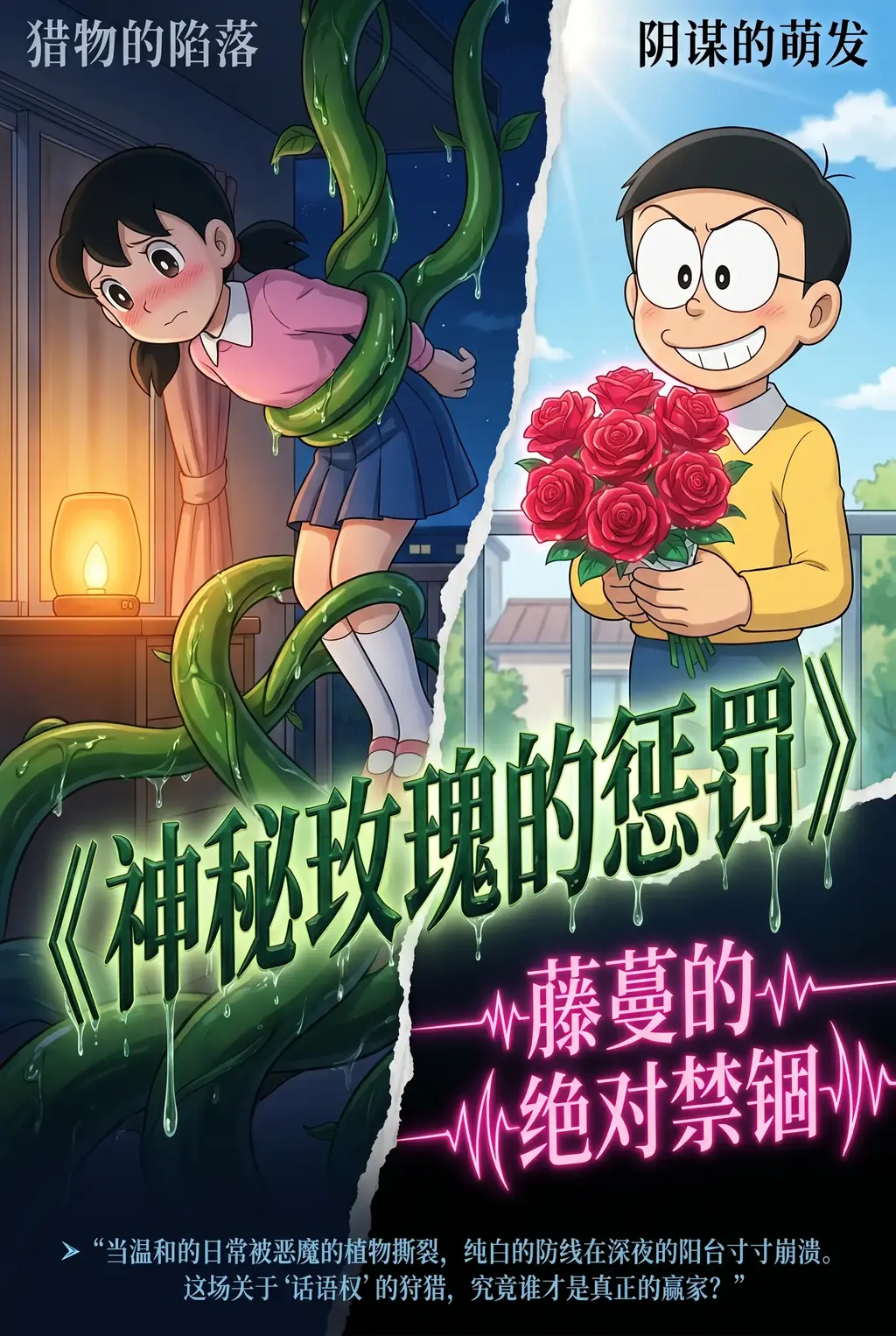 《哆啦A梦》-神秘玫瑰的惩罚 - 感谢支持 [触手, 剧情向,抓胸,被植物侵犯,被触手侵犯,被触手缠绕]