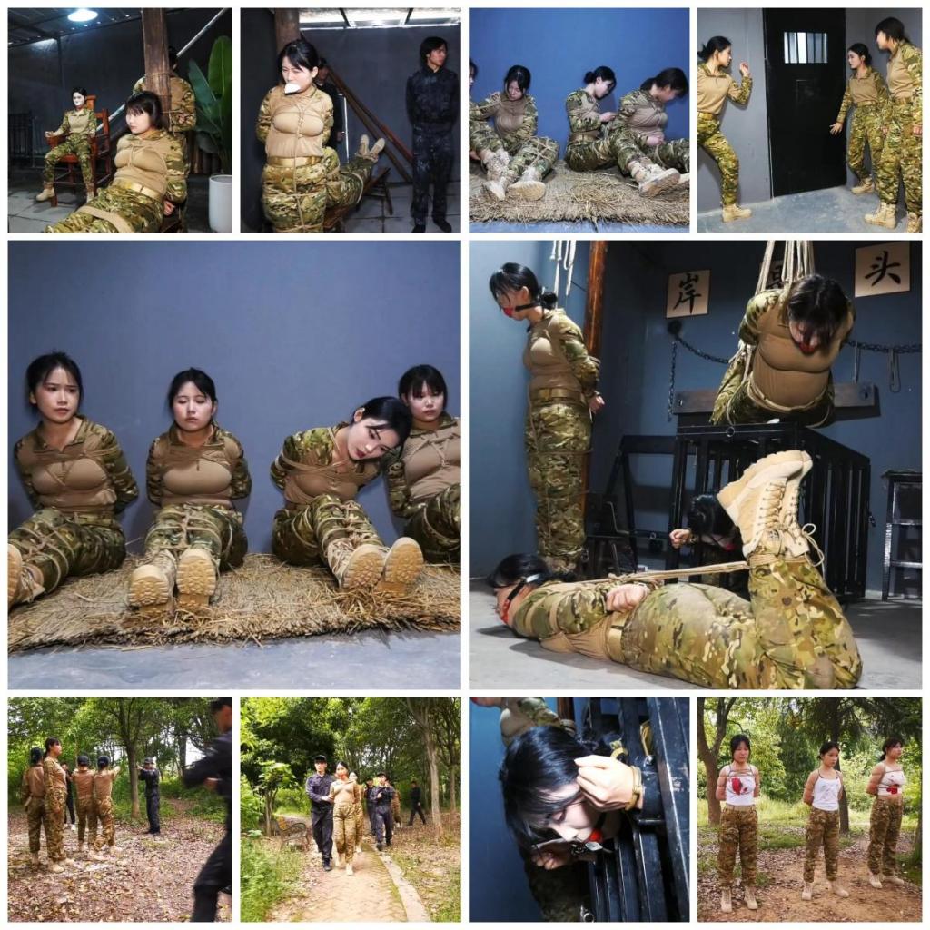 【大制作电影级】定拍转公映《特战忠魂》下集 女子特战小组在匪窝基地遭受各种折磨后逃离匪窝又被抓回后刑讯毒打最后野外被处决 经过授权发布，女子特战小组在匪窝基地遭受匪徒门的各种折磨，匪徒们把她们捆绑起来关押在地牢里，女子特战小组趁机解开绳索，然后设计让看守打开牢门打晕他们逃离匪窝。哪知匪徒们这么快就追上了女子特战小组，由于匪徒们人数众多很快就被制服押解回基地。为了防止她们再次逃跑，于是将她们一个吊缚，一个关在笼子里，一个驷马捆绑，一个绑在柱子上，并且都戴上大号口球。最后由于女子特战小组没什么特别价值，决定将女子特战小组扒衣押解到野外处决，一声枪响四名鲜活的女英雄就地倒下。<br>外招聘模特，喜欢做模特拍片可以联系我们，QQ342642509