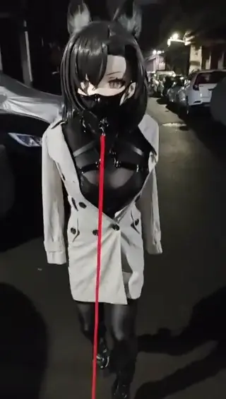 不情不愿，但还是被从小巷子里拽出来强行露出的法官小姐 kigurumi、露出、拘束、伪娘、户外、乳胶、风衣<br>视频原创者：香辣折耳根月饼@xianglayuebing