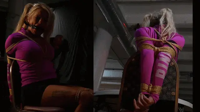 Bella Ink 06-05-26 【roper放置】贝拉直臂被绑在椅子上前后双视角。Bella's chair tie. Plus 2 separate alternate view videos!