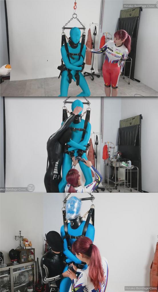 Full Body Tights Threesome Suspension 片名：Full Body Tights Threesome Suspension<br><br>这个是男M片，请喜欢此类的朋友购买，谢谢<br><br>Hinako, wearing her cycling suit and Mr. Triathlon Suit suspend Mr. Blue Dick Sheeth Full Body Tights with leather bondage gear. He is bound securely in leather from his neck, all the way to his hands. Unable to move, he hangs there in mid air as the two instigators turn him into their toy as they give him a handjob and buzz him with the vibrator.<br>Halfway through, they mummify his face in plastic wrap and engage in breath control.<br>Then they leave him hanging there as they go out for tea time.<br><br>Hinako穿着她的自行车套装和铁人三项套装，用皮革束缚装备悬挂了Blue Dick Sheeth全身紧身裤。他从脖子到双手都用皮革牢牢地绑着。由于无法移动，他挂在半空中，因为两名煽动者把他变成了他们的玩具，他们给他做了一个手工活，并用振动器给他嗡嗡作响。<br>中途，他们用塑料薄膜把他的脸做成木乃伊，并进行呼吸控制。<br>然后，他们出去喝茶时，把他挂在那里。