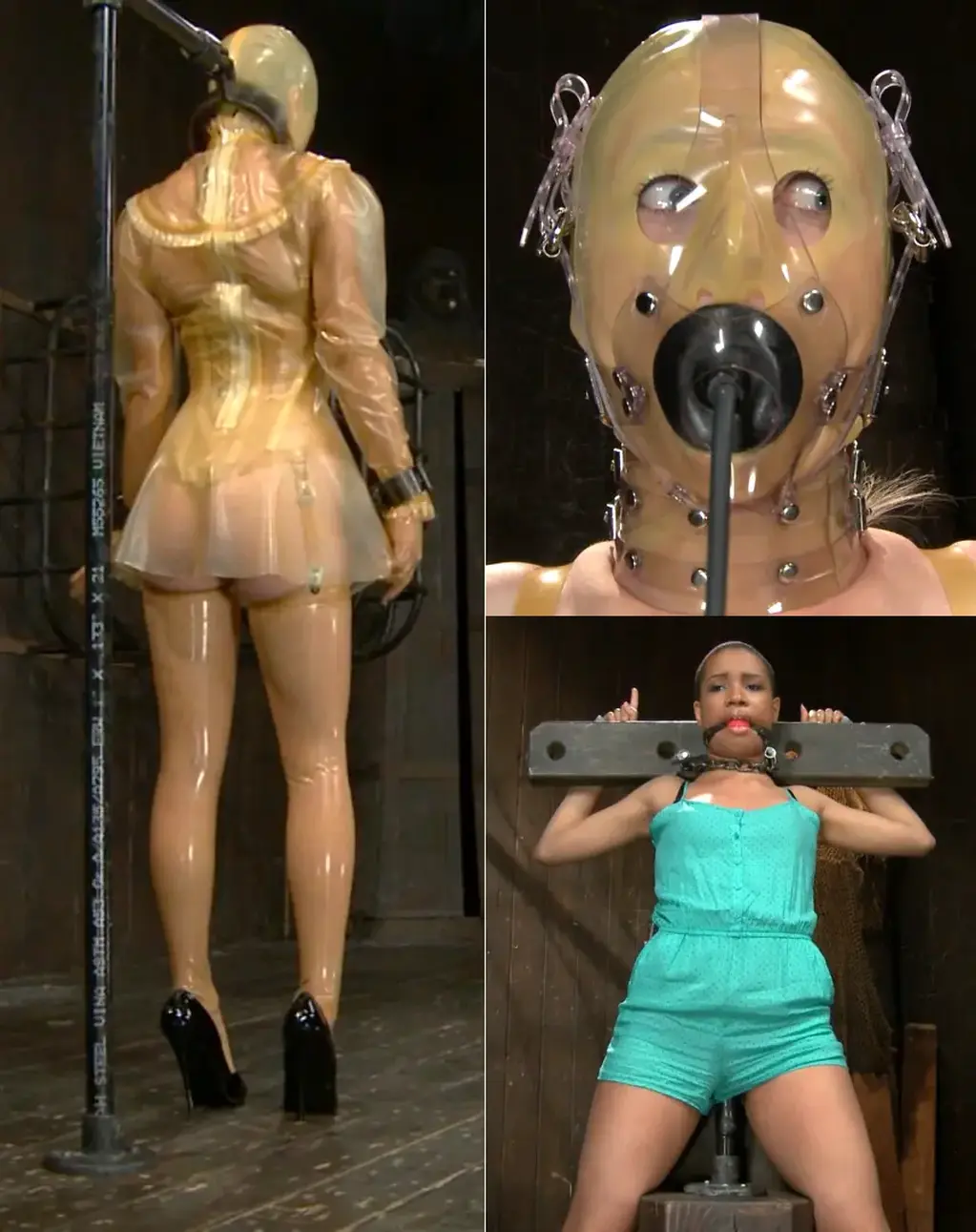 Fragments VIII n. fragment<br><br>a part broken off or detached<br>an isolated, unfinished, or incomplete part<br>an odd piece, bit, or scrap.<br>SCENE 1<br>Latex slut is standing, ready, sweating onto herself with the moistness trapped in a film of rubber against her skin. She is made to slowly and sexily undress at the behest of Mz and insert a vaginal and anal inflatable plugs that are attached to latex panties into her holes. The panties are pulled up and inflated in the ass and cunt. Mz drags her over to the chair and she is bound stretched tight in clear straps. An inflatable gag is stuffed and filled in her mouth… she is now airtight. Mz works her over…. tormenting her, challenging her with nipple clamps, the tazapper, and vibrator.<br>SCENE 3<br>Chocolate skinned bitch in romper gets schooled on the ways of Device by experienced handler Orlando. The drool runs down her face. With a closely trimmed head shave, this cunt has no where to hide. Everything is exposed. She is flogged till we can see the red come up from her skin.<br>SCENE 4<br>She is installed on her side in a strict strappado/forward bend predicament. Her feet are an easy target for the single tail and Orlando knows exactly how to torment someone that cannot see the sensations coming. Whimpering, desperate for the pain to end, Orlando rams a thick cock into her. Thrusting it in and out, coaxing newbie defiled cum out of her unpracticed holes. Cum drips down her leg, she is left to suffer alone.