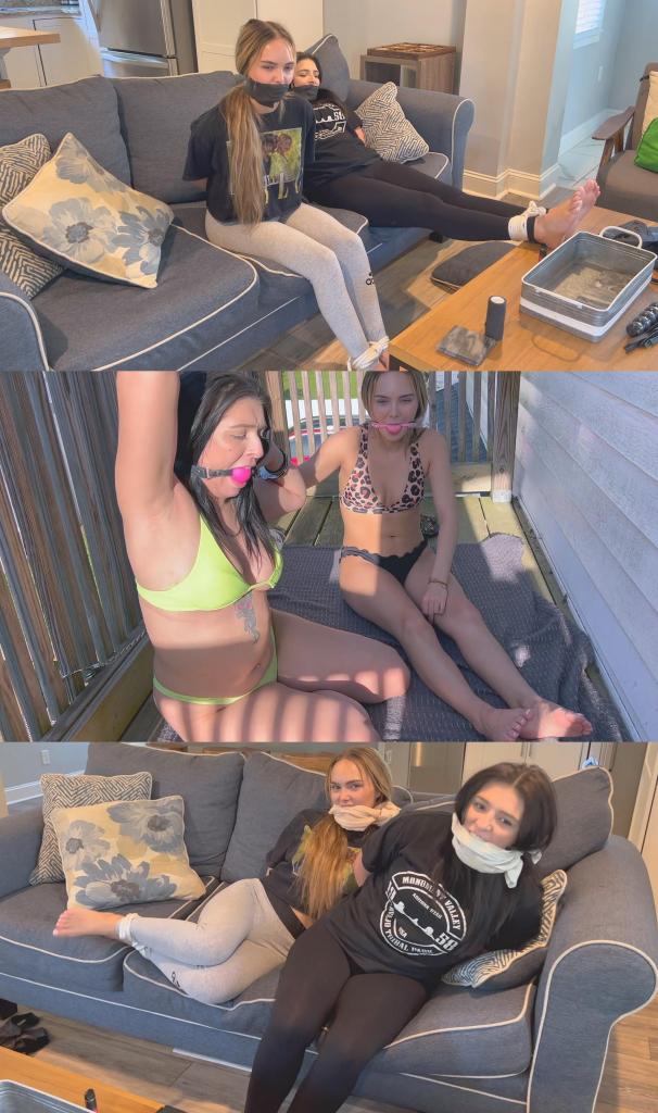 Cursed (Large Version) 布莱克和罗茜再次联手，带来这部精彩刺激的影片。两位女孩落入一名入侵者之手，对方能将她们冻住。她们动弹不得，被捆绑堵嘴，逃脱的希望渺茫。影片结尾，两位女主角身着性感比基尼，双手被铐在甲板上。烈日当空，布莱克和罗茜拼命寻找逃脱的方法。快来看看她们能否成功吧！Blake and Rosie are together again for this exciting feature. The girls are left at the mercy of an intruder who is able to freeze them. They can’t move and get tied up and gagged with a slim chance of escape. The final scene has our heroines in their skimpy bikinis and handcuffed on the deck. The blazing hot sun shining on Blake and Rosie as they desperately try to find a way to escape. Find out now if they make it!
