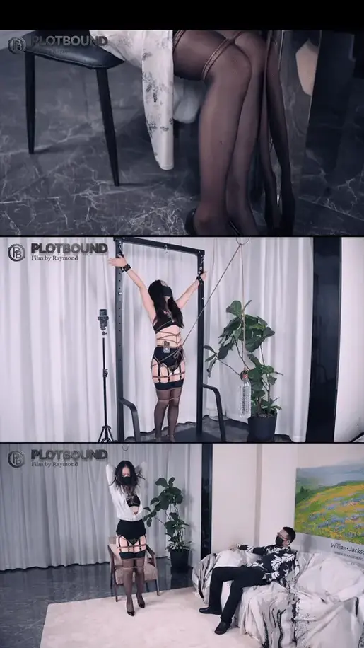 【PlotBound】女神老师不可能这么白给（第三集）:艰难的第二次陪玩和强忍痛苦给学生补课（精品剧情/大量对话和独白/超紧股绳/艰难行走/电击/痛苦的训练/脚钉/吊带袜/户外/学生前的羞耻/等等，详 如果喜欢我的作品，可以点击上方头像位置的“关注我”，以便及时收到每一次的更新提醒。<br><br>时长：00:50:10<br>大小：2.66G<br>分辨率：1080p<br>字幕：中文语音 中英文双语字幕<br><br>本期关键词：精品剧情/大量对话和独白/超紧股绳/艰难行走/电击/痛苦的训练/脚钉/吊带袜/户外/学生前的羞耻/等等<br><br>本期剧情简介：<br>剧情接上集。这天周末，陈玲老师被张超要求陪他玩第二次。陈玲被要求穿上一套非常诱人的衣服，还被在衣服里绑了绳衣。之后，张超又把她绑成一个非常羞耻的样子，并且让她在客厅里艰难的走来走去，而张超自己则坐在沙发上欣赏陈老师艰难的姿态。然而这个姿势却让陈玲感到非常的难受。全身的绳衣本来就勒的很紧，尤其是股绳，而且股绳还被连接到被上的绳子上，同时手也被绑着反折到脑子并连接在股绳上。这让陈玲必须挺直腰，并且用力举着手，不然股绳那里会勒的更疼。同时，陈玲还被要求穿上8cm的高跟鞋，大腿也被绑着。走了将近10分钟后，陈玲终于受不了了，开始跟张超发脾气并抗议。张超却不吃这一套，很多陈玲没诚意的话，那这次就不算一次。没办法，陈玲只能语气软下来，给张超解释不是没诚意，而是实在是太难受了。本以为张超会给她松一点，让她能够不那么难受，没想到却换来了更痛苦的处境。<br>不一会，陈玲被张超固定在一个架子上，身上的捆绑一点都没有松，反而被贴上了电击贴片。陈老师的手被平举在两边，每个手都连接着一个触发器，一旦触发器感应到拉力就会让我被电。脚上的高跟鞋被换成了一对脚钉，尖刺对着脚跟，陈老师必须踮着脚，稍不注意就会被尖刺刺痛。股绳更是被一根绳子拉着绕过一个圆环吊着一桶水，这让下面被勒的更疼了。张超说的训练竟然是让陈老师在这种无法逃脱的情况下去被动接受这些痛苦。没办法，陈玲老师只能痛苦的坚持着。<br>然而，过了一会陈玲突然想到，这天是周末，一会还要去给王伟补课。喊来张超，却不被同意。一番讨价还价一周后，陈玲终于被允许离开，然后代价却是身上的绳子和电击器都不准取下来。而且过程中必须随时让张超验证。并且补完课后必须回来陪张超继续玩。<br>之后，陈老师只能穿上外衣艰难的走去王伟家。虽然都在同一个小区，然而被绑成这样的陈玲没走几步就难受的不行，不得不坐下来休息一会才能继续走。而且，在到王伟家楼下时，还必须按张超的要求，打开衣服露出里面的绳子，然后一边走一边自拍视频发给张超验证。<br>到了王伟家后，虽然绳子比外衣遮盖，但王伟还是一言就看到了陈老师似乎很难受，陈玲不得不谎称肚子不舒服，然后一边忍着被捆绑的难受，一边给王伟补课。<br>而王伟这边，在补课的过程中透过陈老师的衣领隐约的看到衣领一下似乎有根绳子。不想相信的同时，好奇心也被完全勾了起来，想要看清楚。于是王伟多次往陈老师的衣领处看。终于有一次看的时候被陈老师发现，被批评了一顿。<br>讲了一些内容后，陈玲老师让王伟先自己写作文，自己则坐下来休息一会，而这时张超却发来信息，让她找个地方视频一下。陈玲表示这是在王伟家，没法视频，很坚定的拒绝了。然而，没过多久身上的电击贴片突然传来电击，陈老师忍不住的叫了出来。这异常自然被王伟发现。陈玲只能自称突然肚子疼了一下，然后起身去卫生间。<br>（以上只是简单的概括，更多精彩的内容请看正片。大量的对话和独白，以及硬核的折磨行为，带你进入陈玲老师的世界。）<br>（欲知后事如何，敬请期待下集。）<br><br><br><br>PlotBound专注于捆绑及拘束主题的精细化剧情片创作，我们会用心去刻画每一部剧情和每一个角色，给你最好的代入感。<br>更多作品请在站内搜索PlotBound