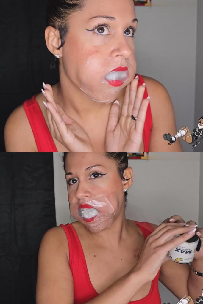 Calisa Bliss Customs: Newspaper Gag Challenge 这次的恶作剧要求我用报纸塞满我的大嘴。不过可不是随便什么报纸都行，我告诉顾客他可以自己选，他要的是《纽约时报》。我的好朋友，女巫萨瑞，警告过我最好别这么做。据说报纸很脏，更别提上面的油墨了。但我还是决定试一试！我喜欢挑战，而且我以前还被《华尔街日报》堵过嘴，甚至被做成了木乃伊！<br><br>我先把报纸的第一页撕成两张，然后把这两张也撕成两半。接着，我把三张撕好的报纸卷起来塞进嘴里！最后，我在鲜红的嘴唇上贴了点特格德姆（Tegaderm，一种医用胶带），看起来真是够滑稽的！这真是一个很有趣的恶作剧，我什么恶作剧都玩。我做了两次，最后还加了点解说！希望你们喜欢！In this custom I was asked to stuff my big mouth with newspaper. Not just any newspaper though, I told the customer he could choose and he wanted The New York Times. My good friend Enchantress Sahrye warned me against it. Apparently, newspapers are pretty dirty, not to mention the ink. I decided to do it anyway! I like a challenge, plus I've been gagged and even mummified with the Wallstreet Journal!<br><br>I start out tearing the first leaf of the paper into two pages and then tore those two in half as well. Then I rolled three of those quarters up and stuffed them into my mouth! Some Tegaderm over my bright red lips and it was quite the look! It's a very interesting gag, and I do all kinds of gags. I do this twice and even give some commentary at the end! I hope you like what you see!