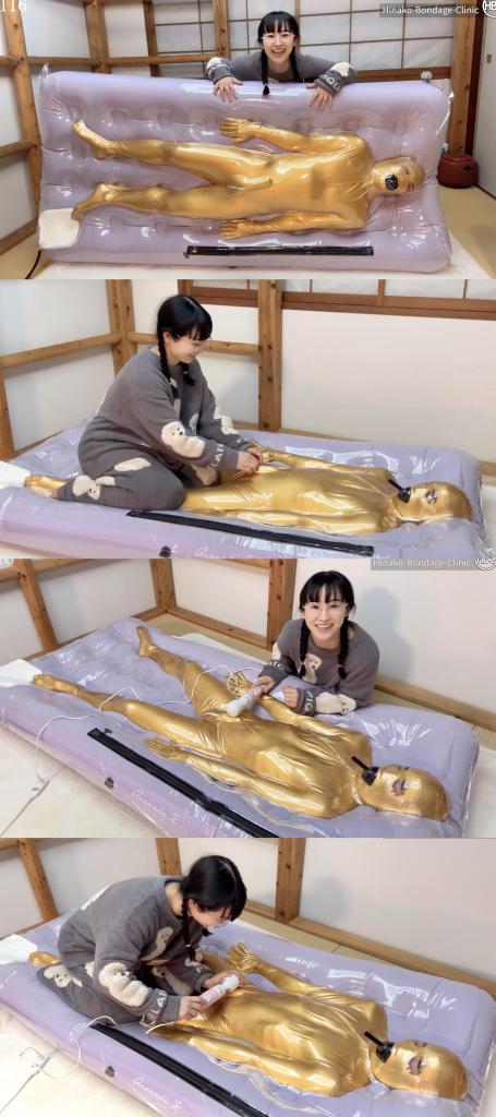 最強！PVCバキュームベッド特別20分動画！ 雏奈子充气真空床调教玩弄金色zentai男M。<br>充气真空床这个东西确实是很舒服的，整个人被吸的紧紧的，却又像是悬浮在空中。<br>一番乳头责后，拿出快乐棒开始刺激玩弄，附加堵呼吸管窒熄惩罚。<br>最后男M快射了，雏奈子再来一个寸止高潮毁灭，急的男M在真空床里各种呻吟乱扭。<br><br><span style='color:#b0b0b0;'>[隐藏文字，购买后可见]</span>