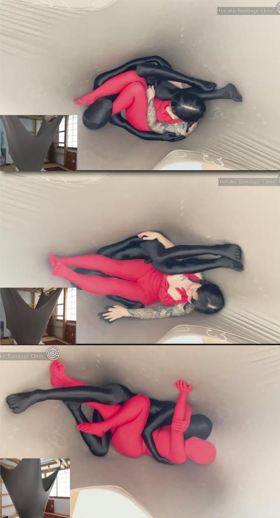 Snuggling in Zentai Suits Inside a Big Hammock 片名：Snuggling in Zentai Suits Inside a Big Hammock<br><br>这个是男女M片，请喜欢此类的朋友购买，谢谢<br><br>Hinako devised a giant hammock through tying a large piece of fabric to the ceiling!<br>Hinako and her sub get in this hammock together and start caressing each other passionately.<br>After that, Hinako uses some rope to trap her sub in a smaller piece of the fabric and the two spend time loving each other inside the giant hammock.<br><br>Hinako通过把一大块布料绑在天花板上，设计出了一个巨大的吊床！<br>Hinako和她的“子”一起躺进这张吊床，开始激情地互相爱抚。<br>之后，Hinako用绳子把她的“子”困在一块更小的布料里，两人在巨大的吊床上共度爱意时光。