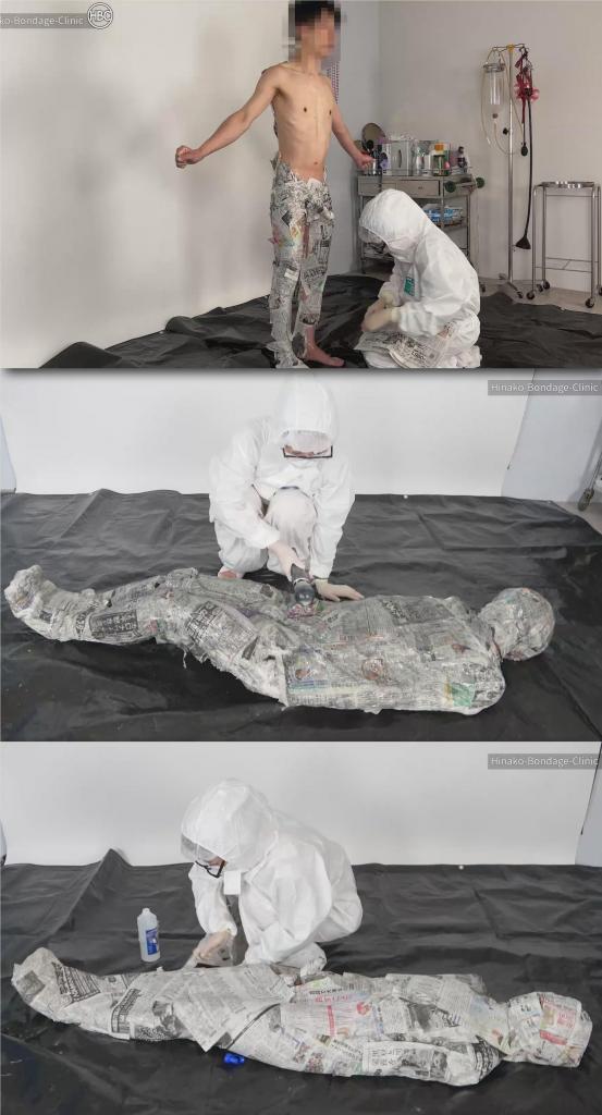 Newspaper and Glue Mummification! 片名：Newspaper and Glue Mummification!<br><br>这个是男M片，请喜欢此类的朋友购买，谢谢<br><br>Hinako, dressed in her protective paper suit, cuts up newspaper and glues it directly to her sub’s body! Have you ever seen a mummifcation quiet like this?! Of course she had to hit him with the vibrator and make him cum. The liquid glue did not harden that much, but it was still a fun time. Take a look if you feel so inclined.<br>* This video was filmed with a stationary camera.<br><br>希奈子穿着她的防护纸衣，剪下报纸并直接粘在她的潜艇模型上！你见过如此安静的木乃伊制作过程吗？！当然，她还得用振动器刺激他，让他高潮。液体胶还没那么硬，但仍然很有趣。如果你有兴趣，就看看吧。<br>* 这段视频是用固定摄像机拍摄的。