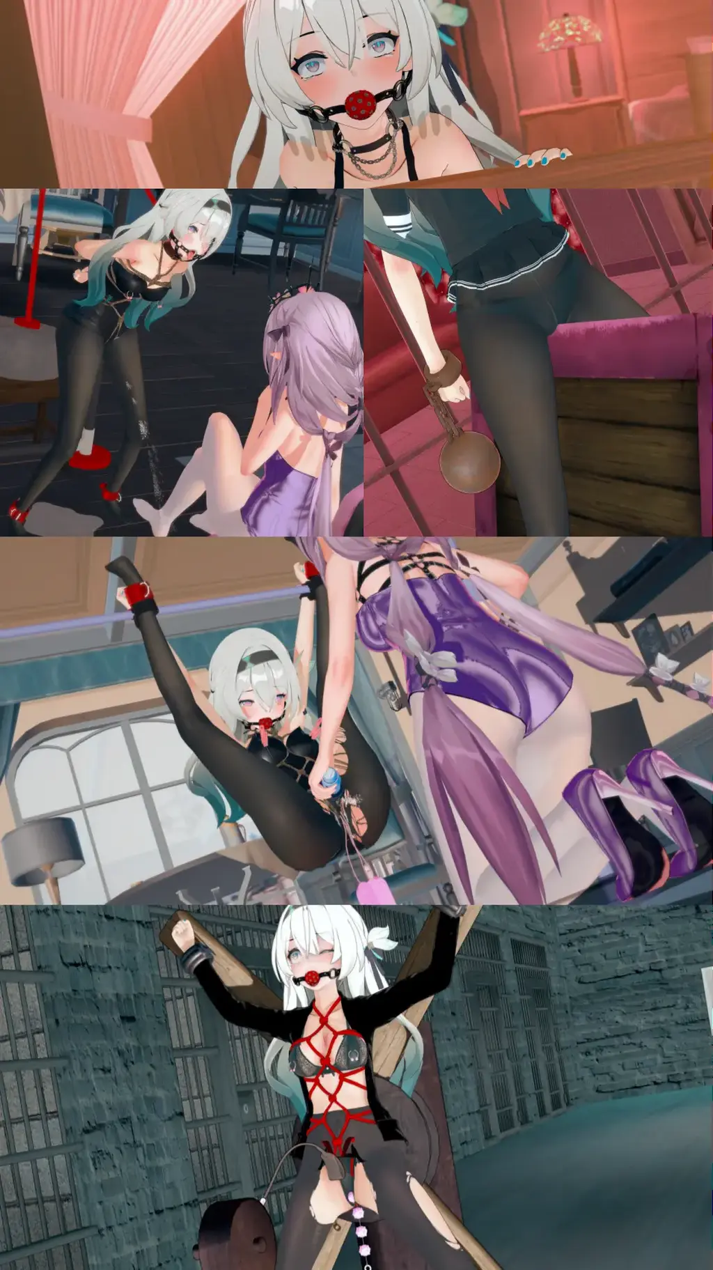 【3D】漂亮的女孩当然要被捆绑拘束玩弄啦~ 【3D】漂亮的女孩当然要被捆绑拘束玩弄啦~<br>关键词：拘束/捆绑/紧缚/调教/放置/惩罚/BDSM<br>双人游戏，玩具强高，三角木马，“x”字架鞭打，足部训练，以及堕落后的战败CG~<br>