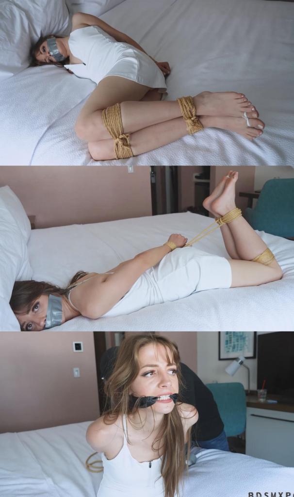 Sage Henderson 13 - Captured in White 连衣裙   袜子   赤足   绳索   咬口器（劈开式）   胶带封口   脚趾捆绑   捆猪式束缚Dress   Socks   Barefeet   Rope   Cleave Gag   Tape Gag   Toe Tie   Hogtie