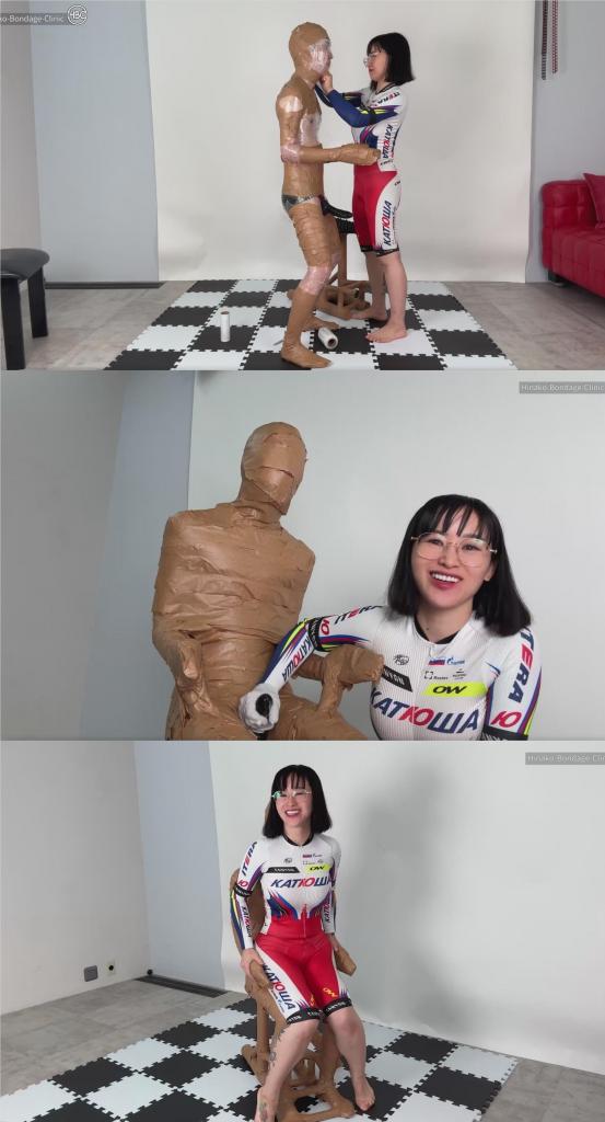 “Is this really a human chair?!” Craft Tape Mummification 片名：“Is this really a human chair?!” Craft Tape Mummification<br><br>这个是男M片，请喜欢此类的朋友购买，谢谢<br><br>It’s a “human chair” formed by craft tape.<br>Hinako, wearing her cycling suit, puts a great effort into carefully and meticulously crafting this chair.<br>Little by little, the human form begins to dissipate, leaving behind only the presence of an inanimate object. This progression carries with it a certain taboo beauty.<br>Hinako sits upon the completed “chair,” noticing curiously that an erect rubber sheath pants-clad rubber penis protrudes from the chair.<br>Hinako takes advantage of this opportunity, straddling the immobile chair and performing a tease and denial gloved-handjob, plunging the human chair into an ocean of pleasure.<br>In this film, you will see the forbidden fantasy of transforming a human into furniture, combining the contrasting aspects of craft materials and intimacy.<br><br>这是一把由工艺胶带制成的“人形椅子”。<br>希奈子穿着骑行服，煞费苦心地精心打造这把椅子。<br>渐渐地，人的形态开始消散，只留下一个无生命的物体。这种转变过程带有一种禁忌之美。<br>日奈子坐在那把已经做好的“椅子”上，好奇地发现椅子上伸出一根穿着橡胶套裤的橡胶阴茎。<br>Hinako抓住这个机会，跨坐在那把无法移动的椅子上，一边挑逗一边拒绝，用手套进行手淫，让那把椅子沉浸在愉悦的海洋中。<br>在这部影片中，你将看到将人类变成家具这一禁忌的幻想，它结合了工艺材料与亲密性之间的对立元素。