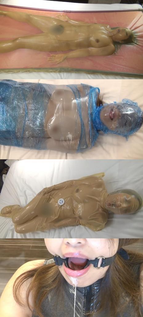 Breathplay Torture Girl 9 系列第九弹。<br>1.使用蓝色保鲜膜进行面部包裹。当然包括脸部，同时控制呼吸。<br>2.初级导入！采用无呼吸孔的糖色乳胶真空床进行呼吸控制。与压缩袋不同，因其具备伸缩性，能清晰观察到挣扎状态，且橡胶完全贴合身体形成密封状态。<br>3.此款同样为首次推出！采用糖色乳胶真空袋与呼吸头套结合保鲜膜实现的全面呼吸控制。<br>4.前置拉链式闪亮泳衣与水球帽结合的塑料袋窒息折磨。由于手脚被绷带束缚，自然无法自行挣脱。水球帽的覆盖使塑料袋从一开始就处于低氧状态。因此呼吸愈发急促，越是试图吸气，塑料袋就越紧贴面部。在这种状态下创下最长拘束时间记录！解放后的表情足以说明备受折磨的程度……。<br>シリーズ第9弾。<br>1.青色ラップを使用したマミフィケーション。もちろん顔まで巻いて呼吸制御。<br>2.初導入！呼吸穴の無いあめ色バキュームベッドによる呼吸制御。圧縮袋と違い伸縮性があるため、暴れる様子がよく分かり、体中にラバーが張り付く完全密封状態。<br>3.こちらも初導入！あめ色バキュームバッグ＆リブレスマスク＆ラップによる完全呼吸制御。<br>4.フロントジッパーテカテカ水着＆水球帽によるビニール窒息責め。手と足をラップで拘束されているため当然自力では外せず。水球帽を被っているためビニール袋には最初から酸素が少ない状態でスタート。そのためどんどん呼吸が荒くなり、息を吸おうとすればするほどビニール袋が顔に張り付く。この状態で過去最長の拘束時間！解放後の表情でどれほど苦しんだか分かるはず…。<br>Series Volume 9.<br>Wrap the face with blue plastic wrap, including the entire face, while controlling breathing.<br>2. Primary Introduction! A vacuum bed mattress made of sugar-colored latex without breathing holes is used for respiratory control. Unlike compression bags, it is stretchable, allowing clear observation of struggling states, and the rubber fully conforms to the body to create a sealed state.<br>3. This model is also a first-time launch! It features comprehensive breath control achieved by combining a sugar-colored latex vacuum bag with a breathable headband and cling film.<br>4. The plastic bag suffocation torment combining a front-zip shiny swimsuit with a water polo cap. With hands and feet bound by bandages, escape was naturally impossible. The water polo cap's coverage left the plastic bag in a state of low oxygen from the start. As a result, breathing became increasingly labored—the more one tried to inhale, the tighter the plastic bag pressed against the face. In this state, the record for the longest restraint time was set! The expression upon release alone speaks volumes about the torment endured.<br>#窒息 #呼吸控制 #晕厥 #闷绝 #昏厥 #呼吸制御 #気絶<br>#Suffocation #Respiratory Control #Patch #Fainting #breathless #breathplay #breath play<br>#全包乳胶衣 #塑料袋 #口球 #极限窒息 #恋物癖 #全包紧身衣 #橡胶<br>#Full-body latex suit #fetish #Plastic bag #Oral gag #Extreme asphyxiation #Fetishism #Full-body corset<br>#全身ラテックススーツ #足フェティッシュ #拘束具 #プラスチック袋 #口封鎖具 #極限窒息 #フェティシズム #全身コルセット<br>#rubber girl #latex girl #zentai #rubber catsuit #bdsm<br>#全身タイツ #全身スーツ #ゼンタイ #ぴっちりスーツ #全頭マスク #颜面崩坏 #gag #堵嘴 #口を塞ぐ<br>#乳胶木乃伊 #保鲜膜 #蟹缚 #乳胶真空袋 #Mummy #Plastic wrap #Crab binding #Latex vacuum bag #mummification #ミイラ #ビニールラップ #カニ綁り #ラテックス真空袋 #巨乳 #口水 #よだれ #saliva<br><span style='color:#b0b0b0;'>[隐藏文字，购买后可见]</span><br>