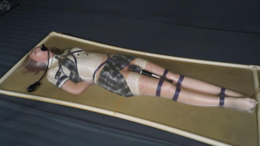Bondage schoolgirl in latex vacuum bed with vibrator, orgasms and pear gag Sonya just loves her new latex crib. She has all kinds of fun in it. She loves the way the latex covers her skin and touches every cell of her body. Oh, and the orgasms and vibrator in the latex crib are her favorite sensations.