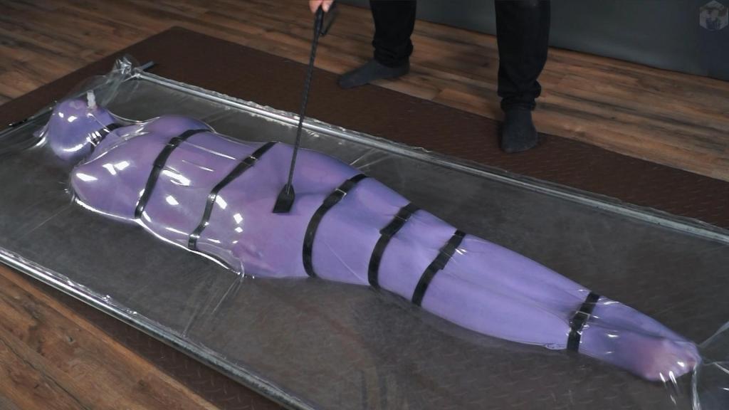 Tickling in a nylon cocoon and bondage with straps-1 It's been a while since I've had a bright shell. Why not use nylon and bondage with leather straps. They tie the girl's body together so nicely.