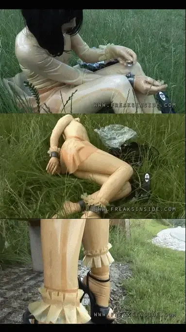 TRANSPARENT BIZARRE - PART TWO 【金丝雀系列】TAG：在家穿戴好透明乳胶连体衣去户外行走、尿尿、自缚。Freaky Girl: Julia 