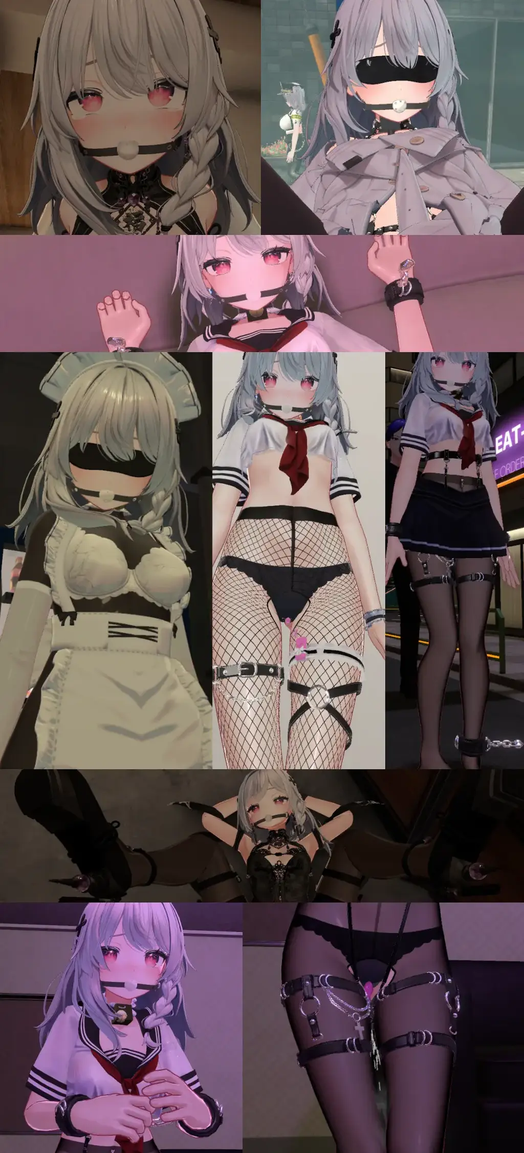 NTR Master/NTR大师（官方中文版）【版本：V0.5】 超赞3D画风 超高自由度 超绝凌辱玩弄 超级NTR玩法 人物自定义（口球，宠物项圈，拘束衣，胶衣，JK服，兔女郎等等）<br>《NTR Master》是一款全3D的调教模拟游戏，在这场挑战道德底线的冒险中，你将扮演一名神秘的杂志社“面试官”。<br>利用女主角佐藤铃音急于偿还债务的弱点，引诱她一步步迈入背德与欲望深渊。<br>游戏支持中文、英文和日语，目前仅支持PC端。<br><br>游戏玩法：<br>-NTR互动：在她深爱的男朋友清水拓也眼皮底下，展开一系列大胆的调教。<br>-潜行挑战：实时监控男朋友的警惕，利用单面镜或视觉死角完成任务。<br>-背德升级：积累 NP（NTR Point）提升等级，从简单的身体接触进阶到极限的户外露出与BDSM 。<br>-场景任务：每个场景都包含基础的通用任务（如：在男友警惕时进行亲密互动、启动玩具等）以及极具特色的场景专属任务。<br><br>当前内容<br>互动任务场景：<br>街道场景：探索魔镜车内和街道隐蔽处，完成调教女主角的任务<br>居酒屋场景：女主换上定制服装提供服务，在居酒屋的近距离观察并完成NTR互动<br>多种亲密互动：<br>接吻、抚摸、放置跳蛋、放置假阳具、换装、拍照、调教……<br>多维度操作系统：<br>自由视角与操作：支持第一人称视角，互动中切换为自由视角。<br>功能手机：包含拍照功能、相册管理、远程跳蛋（玩具）控制等功能。<br>角色阵容：<br>铃音：躲避着她的男朋友，在隐蔽的地方进行NTR调教吧<br>拓也：铃音的男朋友，不要让他发现你们的行为！<br>巡警：小心被巡警逮捕，不要在她们面前做过分的事<br>居酒屋老板娘：老板娘允许铃音在居酒屋打工，但是要穿上为她定制的服装<br><br>更新内容：<br>V0.5<br>- 新场景【健身房】以及相关互动、任务<br>- 与老板娘美绪互动<br>- 新服装：丝袜、内衣、泳装、鞋子、拘束套装、健身房训练服<br>- 新发型3套<br>- 新道具：穿戴假阳具<br>- 住所内加入互动<br>- 手机通话功能<br>- 解锁任意地点对话互动<br>- 其他细节优化<br>游戏中可能会出现无法呼出鼠标指针的问题，遇到这种情况可以按B键回家，回家会自动保存，然后退出游戏重新进入就可以了<br><br>V0.4<br>- New Scene 新场景:V0.4新场景为铃音和拓也同居的公寓，在这里有他们平常生活的样子<br>拓也会在房间里看电视、睡觉或者闲逛。作为外来者，你可以带着铃音执行多种类型的互动，完成任务解锁更多服装和玩法。<br>室内的房门都可以开启或关闭，并且在内侧可以使用T键上锁，在上锁状态下，即使被门外的人发现也不会触发失败。<br>- New Costumes 新服装：这次加入了多套新服装，每个服装部件都可以独立穿着或脱掉<br>且服装整体和单件都可以换色，后期更新还会加入更多发型、丝袜和拘束类的特殊服装。<br>- Fixed Multi-Angle Camera 多视角固定相机：在屏幕正下方选择对应数字可以转到固定相机机位，此时可以使用鼠标控制旋转缩放视角，点击循环按钮可以在几个固定相机之间自动切换。<br>- Humiliation Mode 凌辱模式：当前场景任务完成度达到100%时可以开启凌辱模式，开启凌辱模式后被发现也不会失败。<br>- Male Protagonist (Player) Dithering Effect 男主角（玩家）虚化效果：玩家视角接近男主角身体时，男主角会自动虚化，防止遮挡视线。<br><br>V0.3<br>V0.3的新场景是高楼之间的市中心，除了和之前类似的互动玩法，也有一些新的危险<br>在道路上有暴徒随时可能袭击女主角，最好携带武器将他们打跑，同时武器也可以用来攻击其他角色。<br>- Love Hotel 爱情酒店：在新场景中可以进入爱情酒店，这里不会受到其他人的干扰。<br>- New Costumes 新服装：铃音在市中心穿着JK制服，另外居酒屋服装现在可以脱掉全身胶衣了。<br>- Fast Return to Residence 快速返回住所：使用手机上的TAXI功能，可以快速回到住所，前两个场景依然可以到地图边缘回到住所。<br><br>V0.2<br>- 修复了可能造成游戏崩溃的BUG。<br>---------------------------------------------------------------------------------------------------------------------------------------------------------<br>更多的有关于BDSM的游戏抑或是其他恋物游戏可以点击我的视频，进我发布的视频主页查看<br>我会不定时更新内容，如果有什么建议或者您想玩的什么游戏，可以私信或者直接在视频下方留言<br>注意事项：<br>1.解压密码默认没有，有的话提取码就是<br>2.请不要在线解压，请不要在线解压，请不要在线解压，重要的事情说三遍<br>3.个别用户压缩包使用自带的压缩软件如果无法解压请下载《360压缩》进行解压，因为我是用360压缩软件进行生成的压缩包，此软件百分百解压<br>4.下载完成后是后缀为.111或者其他什么稀奇古怪的后缀的文件，需要右键点击重命名改后缀，将他改成.7z才可进行解压，如最后一张gif动图所示，中间那步点是(有时需要多次改后缀解压，一直解压到出现游戏文件为止）<br>5.因为网盘等问题被和谐，直接在评论里面和我说一声补档即可，一般会在3天之内补上，另外，关于PC端和手机端游戏的问题，大部分发布的都是PC端游，也有一些手机端，如果是手机端游戏，我会在文中或者标题特别说明，其次，手机端还分为安卓和苹果两个系统，两端不可互通（PC同理，win和mac）<br>---------------------------------------------------------------------------------------------------------------------------------------------------------<br>(怎么改文件后缀)<br>下面的是百度百科的原话<br>修改文件后缀名的方法主要涉及显示文件扩展名、重命名文件以及使用命令行工具。以下是具体步骤：<br>（1）显示文件扩展名：首先，需要确保文件扩展名是可见的。<br>在Windows系统中，可以通过打开“此电脑”或任意文件夹，点击菜单栏中的“查看”选项，然后勾选“文件扩展名”来显示文件后缀。<br>（2）重命名文件：一旦文件扩展名显示出来，就可以通过重命名文件来修改后缀名。选择需要修改后缀名的文件，右键点击并选择“重命名”<br>然后直接在文件名后面添加或修改后缀名。完成后，按回车键确认修改。<br>（3）使用命令提示符：对于批量修改或更复杂的操作，可以使用命令提示符（cmd）。<br>打开cmd窗口，使用“ren”命令来批量修改文件后缀名。例如，要将当前目录下的所有.txt文件改为.doc，可以输入“ren *.txt *.doc”。<br>注意事项：修改文件后缀名可能会影响文件的打开方式和系统对文件的识别。<br>确保新后缀名与文件的实际格式相匹配，否则可能导致文件无法打开或数据损坏。<br>如果不确定文件的原始格式，建议先备份原始文件。<br>对于特定操作系统（如Windows 11）或设备（如iPhone、苹果电脑）<br>操作步骤类似，但可能有些许差异，特别是在显示和修改文件扩展名的具体步骤上。<br>