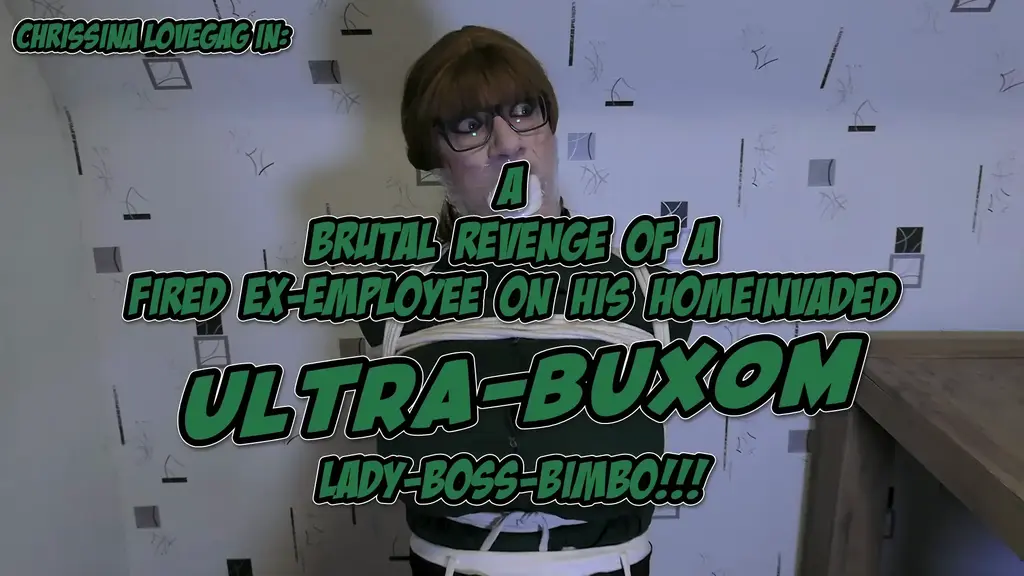 C0926 Homeinvasion on a busty Lady Boss 伪娘<br>As the attractive Lady Boss Chrissina comes home from work, she finds her frontdoor still open. Afraid to be robbed, she wants to call the police but becomes interruped and overwhelmed by an intruder. It's an dismissed ex-employee from her company and he wants to take revenge for his lost job on the big-boobed broad. For that Chrissina ends up tied up on a chair and her cheeky mouth cleavegagged with her own necktie! While her merciless captor is gone, the helpless Bimbo tries to remove her ties and to get quickly out of her dilemma but the time alone is way too short. Her ex-employee returns to finish up his ex-boss and restricts her way more effective with additional ropes. Her necktie becomes removed but only to end up as massive packing in her mouth and sealed with clear tape! Bountiful bound and gagged, the poor and helpless damsel got left back all alone in her flat and unable to get free from her brutal revenge-treatment, she must forcely wait to become found and rescued... but by who?