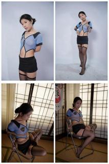 哈莉奎因工作室第九十部定拍集锦-制服乳贴椅子上的束缚bdsm-面试危机2 模特：小花<br>故事大纲：<br>面试风波，小花是一名COSER，通过网络广告联系，面试平面模特<br>摄影师靠着自己的催眠手法，麻醉了小花，等待她是一系列的深度面试