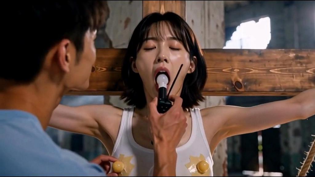 《山林奇遇》第4集，美腿侧踢打倒绑匪，逃跑后被抓，跪地大腿压石各种调教惩罚 绳魔原创，定制视频QQ1929896870<br>美女李雪上身被捆绑着和绑匪搏斗，凭借高超的腿上功夫，一个回旋踢打倒绑匪，双腿跪在绑匪胸口打晕绑匪后转身逃跑，无奈上身被紧紧捆绑行动受限，最终还是被抓住，绑匪忌惮她的双腿，对她跪地上双腿压石头，击打腹部惩罚。<br><br>后来又开车把她带到河边，脱衣捆绑跪在河里清洗下体，驷马捆绑掐住脖子按在河里浸水窒息惩罚。捆绑在树上，电锯惩罚。脱掉衣服鞋子光脚在冰面行走，脱衣驷马捆绑在冰面上，冰冻惩罚。<br><br>最后带回去关地下室，十字架捆绑，下面塞跳弹，嘴里插震动棒深喉惩罚<br><span style='color:#b0b0b0;'>[購入後に隠しワードが表示されます]</span>