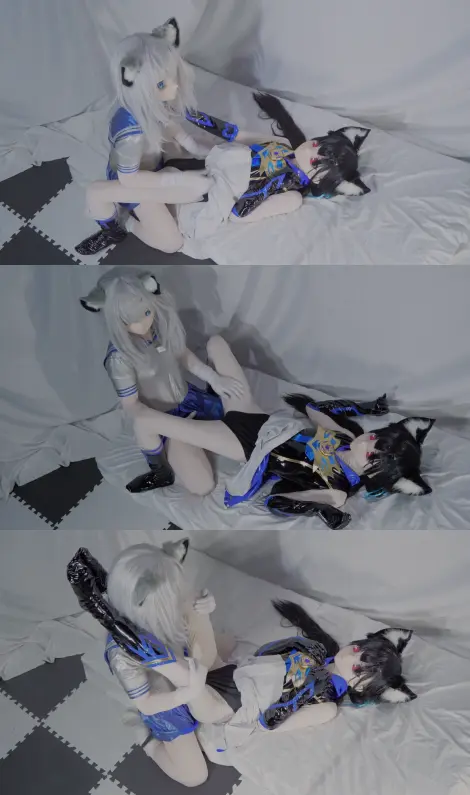 狼さんが猫さんを成敗(その２) <span style='color:#b0b0b0;'>[隐藏文字，购买后可见]</span><br>正義の狼さんが悪の猫さんを成敗……<br>あれ、この手法はどちらかというと悪が正義をシバくときの手法では？<br>kig、头壳、Kigurumi、cos、cosplay、zentai、全包、丝袜、乳胶